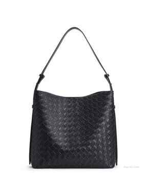 Woven Tote Bag Large Capacity Shoulder Bag Adjustable Strap Multi-Pockets PU